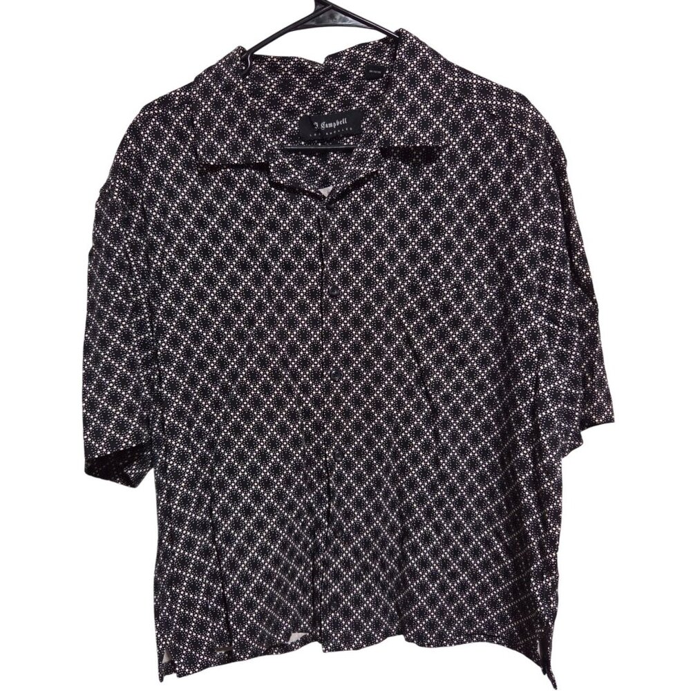 J. Campbell Polka Dot Silk Polo Shirt Mens Size Large Short Sleeve Geometric